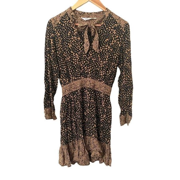 ZARA Leopard Print Mini Dress‎ Sz Sm - Picture 1 of 3